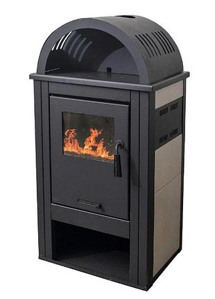 Сталева піч камін на дровах termosistem "elegant lux" 8 квт 68кг 450x350x1000мм (верхній димохід)