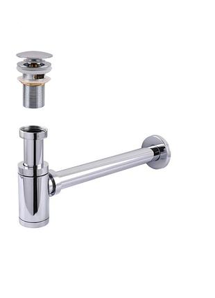 Сифон металлический с донным клапаном с переливом globus lux gs-32-105-03a
