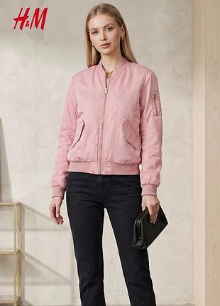 Новий жіночий рожевий бомбер оверсайз (нюанс) h&m