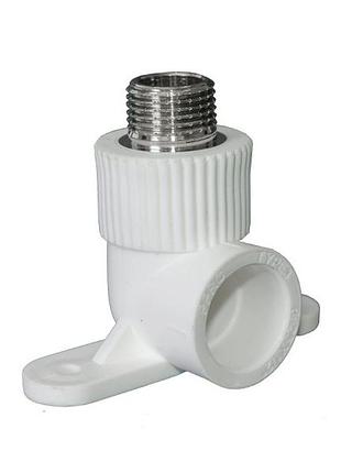 Угольник комбинированный с креплением внешний ppr ø20x1/2" белый цвет asco® 20/80шт