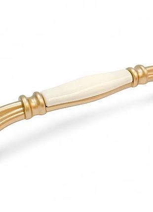Ручка-скоба з керамікою serenata gold gu-m7102 матове золото 128 мм
