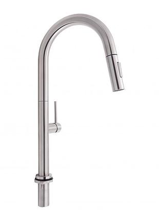 Змішувач для кухні qtap lenicka з висувним виливом qtlen9138103un brushed nickel pvd