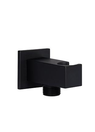 Подключение с держателем для шланга qtap spojeni прямоугольное qtcrbbh025 black matt