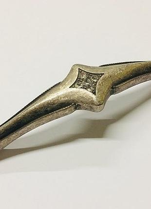 Ручка скоба современная классика с кристаллами 162-128-160 silver antik античное серебро 128-160 мм