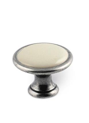 Ручка кнопка меблева з керамікою sirh1700-29 antiksilver ⌀ 29 мм