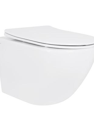 Унитаз подвесной jay rimless 485×360×320 мм, white, с сиденьем slim duroplast/ soft-close/ quick relase qt07335177rw qtap