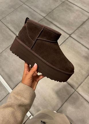 Уги коричневі на платформі утеплені ugg