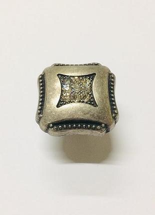 Ручка-кнопка современная классика с кристаллами 162-00 silver antik античное серебро