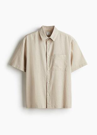 Льняная рубашка с коротким рукавом h&m