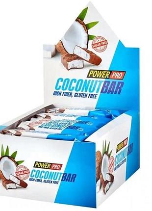 Батончик power pro coconut bar sugar free 50 гр кокос 20 шт (без цукру)