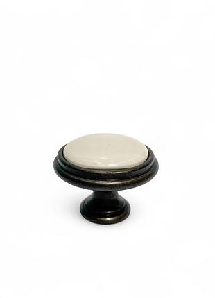 Ручка-кнопка bronze & ceramic accent сучасна класика з керамікою gu-p7706 бронза темна d= 35 мм