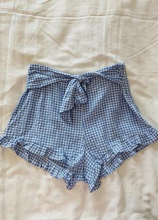Хлопковые короткие шорты в клетку, h&amp;m, 44/2 хл