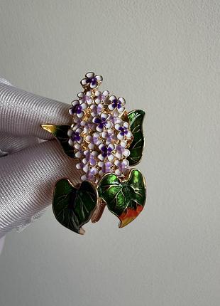 Металева брошка “бузок квітучий” (lilac brooch, бузок квіти, фіолетова квіткова брошка)