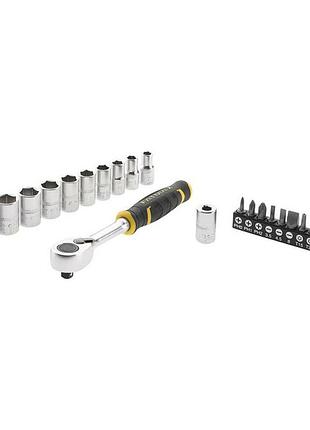 Набір головок, біт 1/4" з рукояткою stanley, 22 шт