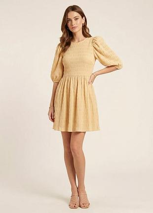 Новое оранжевое белое текстурированное платье 38 primark