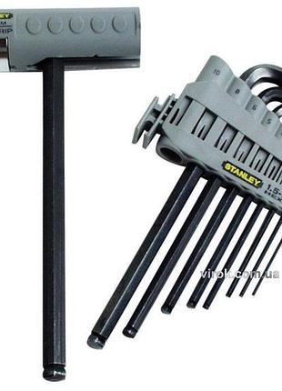Ключі 6-гранні l-подібні stanley "hex grip" з вставним руків'ям : м 1,5-10 мм. набір 9 шт.