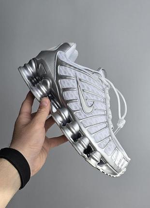 Кроссовки nike shox • white / silver