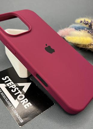 Чохол для iphone 16 pro max silicone case з мікрофіброю закритим низом силіконовий протиударний 23. марсала (marsala)