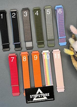 Ремінець нейлоновий для huawei band 8 / 9 / 10 на липучці універсальний тканинний сірий-лаймовий