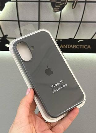 Чохол silicone case чохол з мікрофіброю для iphone 16,чохол-накладка для айфон 16 (сірий)