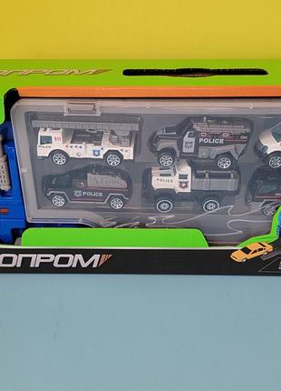 Поліцейський трейлер з машинками, гараж-перенесення автопром