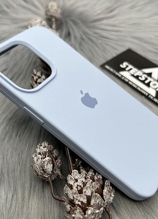 Чохол для iphone 15 pro silicone case квадратний із мікрофіброю закритим низом силіконовий 17. світло-блакитний (lilac)