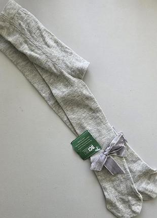 Matalan дитячі колготки бавовняні колготи сірі дівчинці 6-9 м 68-74 см з декоративним бантом