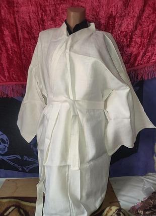 Кимоно белый лен, плотностью 250 грамм/метр unisex