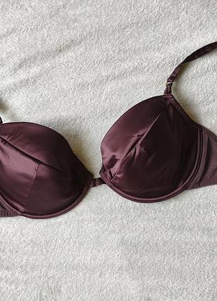 Атласный бюстгальтер gossard размер 65f-70f  шоколадного цвета бюст бюстье бра бралет лиф лифчик балконет