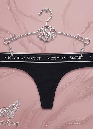 Бавовняні жіночі трусики тонг стрінги з лого victoria's secret, вікторія сікрет. оригінал