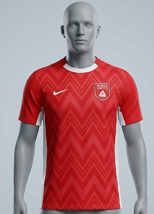 Профессиональная спортивная футболка nike dri-fit "baker mckenzie" football jersey – baker united fc.цвет:насыщенный красный, размер sпроизводитель тайланд 
​