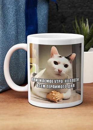 Кружка мем кот приемлемое утро 330 мл