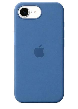 Чехол силиконовый full cover для iphone 16e темно-синий с защитой камеры и усиленными углами blue
