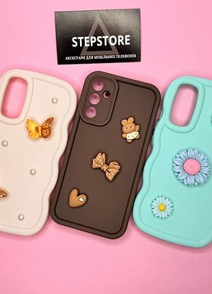 Чохол для samsung a34 5g об'ємний cute cartoon протиударний силіконовий глянцевий закрита камера хвилястий