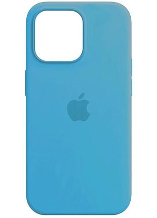 Чехол силиконовый full cover для iphone 14 с защитой камеры с усиленными углами синий