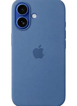 Чехол силиконовый full cover для iphone 16 plus с защитой камеры и усиленными углами синий denim blue