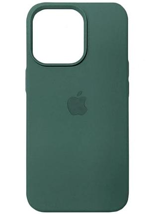 Чехол силиконовый full cover для iphone 13 pro max темно-зеленый с защитой камеры и усиленными углами pine green