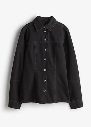 Трендовая приталеная деним рубашка h&m р. s