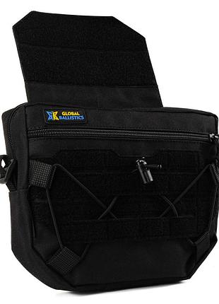 Плитоноска тактическая сумка-напашник черный molle cordura global ballistics
