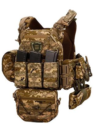 Плитоноска тактическая warmor gen 3 pro max система быстрого сброса 7 подсумков пиксель мм14 molle cordura