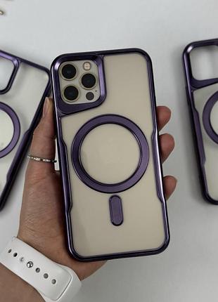 Чехол с magsafe для айфон 12 про. case for iphone 12 pro esthetic фиолетовый