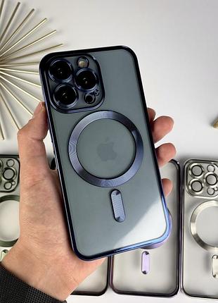 Чехол с magsafe на айфон 13 pro. color silicone case with magsafe for iphone 13 pro синий