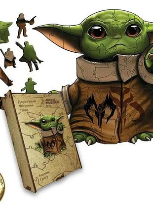 Деревянный пазл малыш грогу, a5, картонная коробка star wars /зоряні війни
