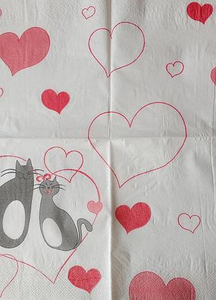 Салфетки для декупажа сердечки и котики