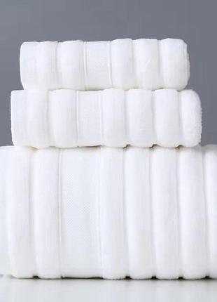 Набор полотенец soft strip 3шт (1 банное+2 для лица/рук) yourfind 100% коттон-махра. мягкие, впитывающ