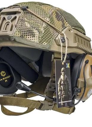 Комплект тактический бронешлем sestan-busch helmet bk-ach-hc с активными наушниками earmor m32 (x). койот. (s-xl) l (57-60 см)