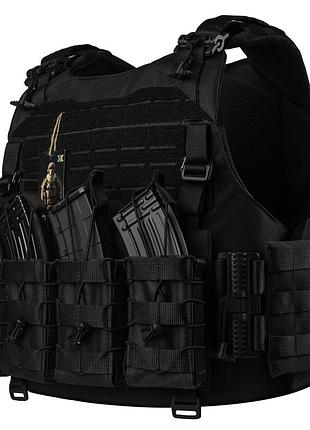 Плитоноска тактична warmor gen 4 чорна 4 підсумки чорний molle cordura 1000d