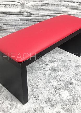 Подлокотник для маникюра eco stand wood на черных деревянных ножках, красный