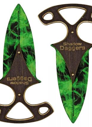 Тычковые ножи cs go shadow daggers emerald из дерева для косплея сувенирная пара 15 см
