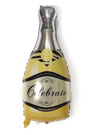 Фольгированный шарик js balloon фигура "шампанское золотое сelebrate" наполнение воздухом или гелием для тематических вечеринок